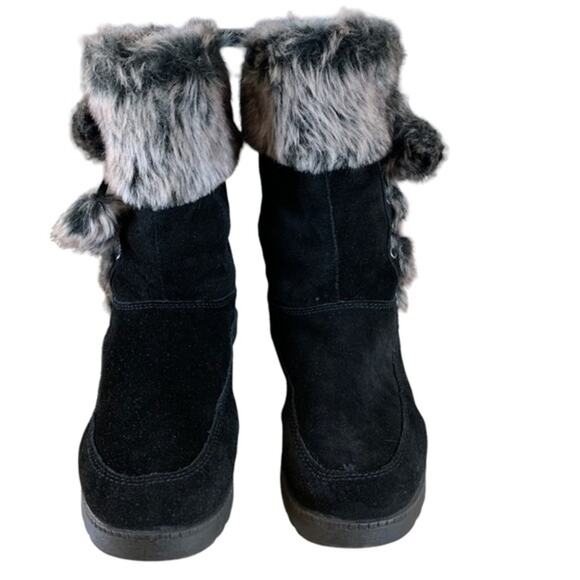 Forrest Black leather winter boots uppers faux fur trim and lining size 7.5 - Picture 2 of 10